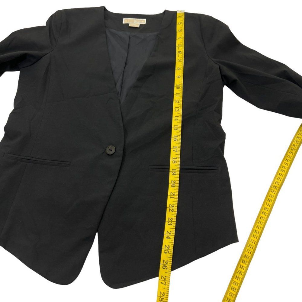 Michael Kors Long Front with Shorter Back Single Button Black Blazer Size 10 - Picture 14 of 15